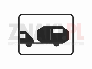 T23e tabliczka wskazująca samochody z przyczepą kempingową